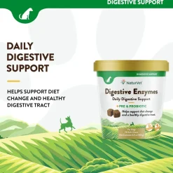 NaturVet Digestive Enzymes Plus Pre and Probiotic Soft Chews for Dogs 70 Count 5.9-oz
