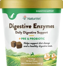 NaturVet Digestive Enzymes Plus Pre and Probiotic Soft Chews for Dogs 70 Count 5.9-oz
