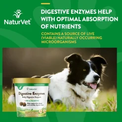 NaturVet Digestive Enzymes Plus Pre and Probiotic Soft Chews for Dogs 70 Count 5.9-oz