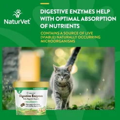 NaturVet Digestive Enzymes Plus Pre and Probiotic Soft Chews for Cats 60 Count 3.1-oz