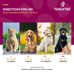 NaturVet Glucosamine-DS Plus Level 2 Time Release Tablets for Dogs & Cats 60 Count 6.3-oz