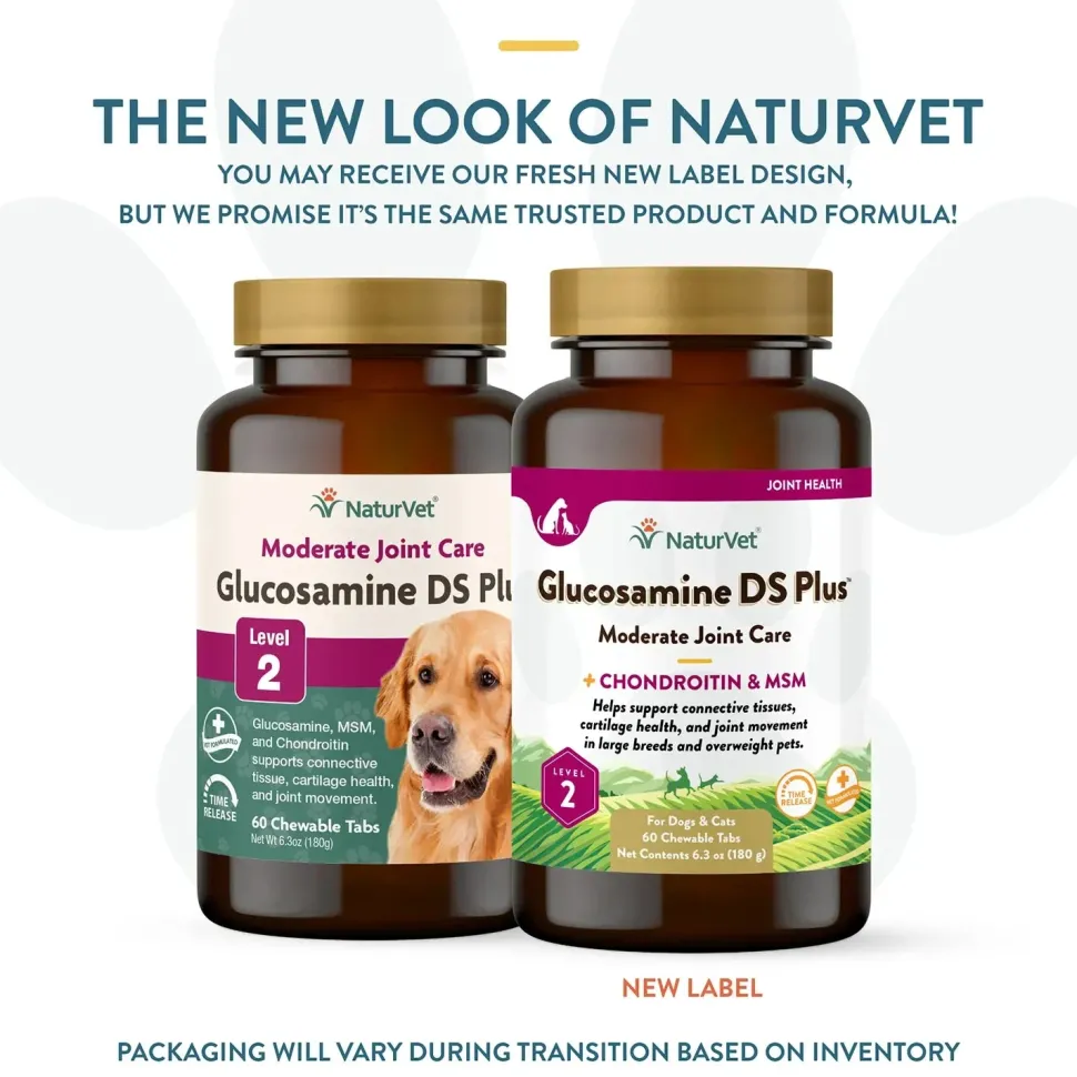 NaturVet Glucosamine-DS Plus Level 2 Time Release Tablets for Dogs & Cats 60 Count 6.3-oz