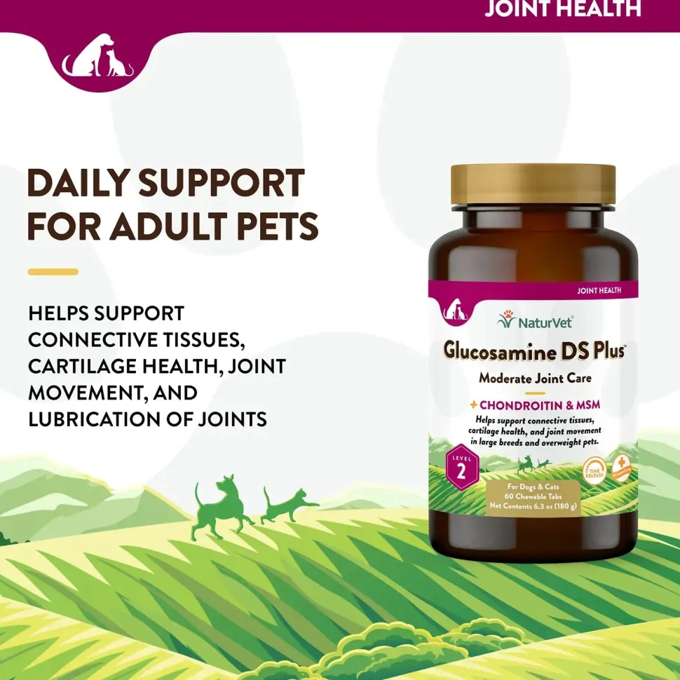 NaturVet Glucosamine-DS Plus Level 2 Time Release Tablets for Dogs & Cats 60 Count 6.3-oz