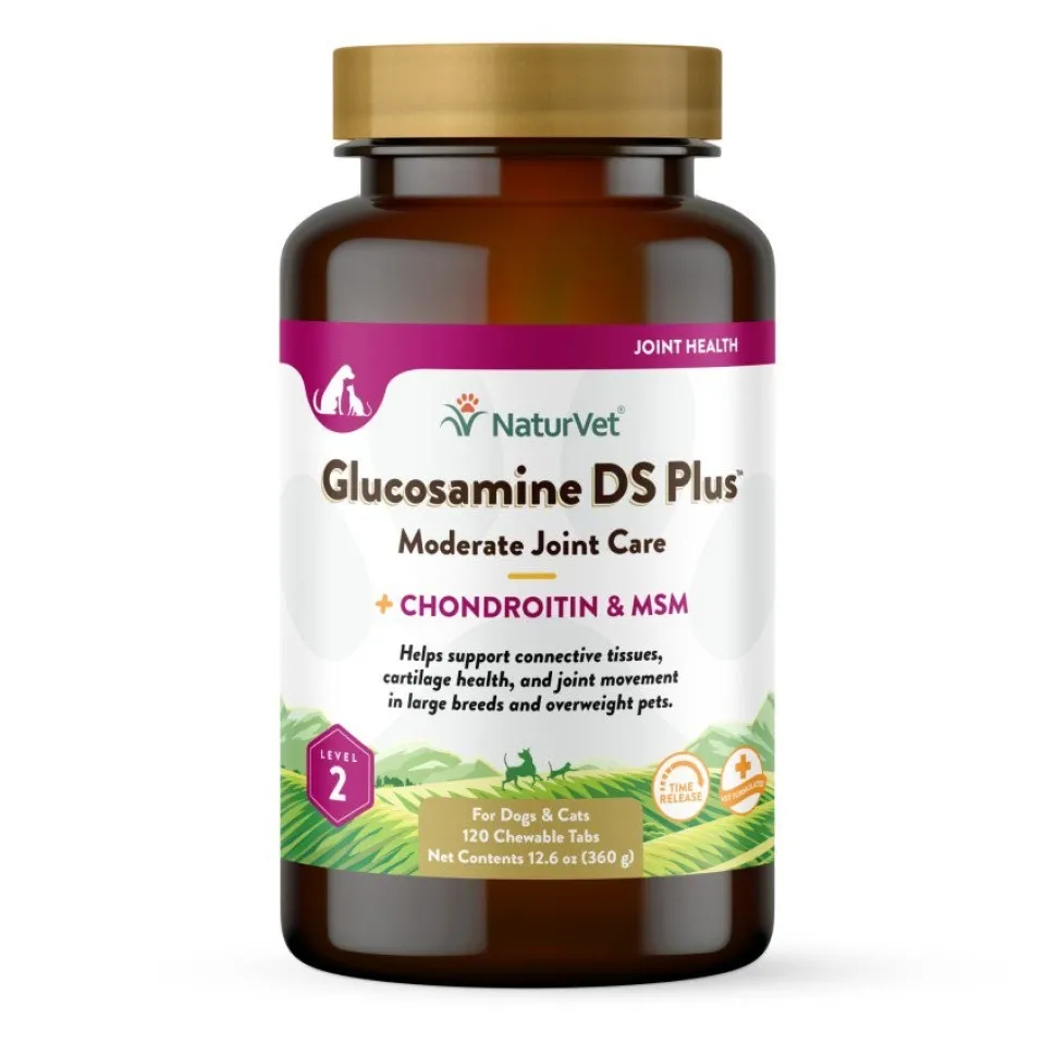 NaturVet Glucosamine-DS Plus Level 2 Time Release Tablets for Dogs & Cats 120 Count 12.6-oz