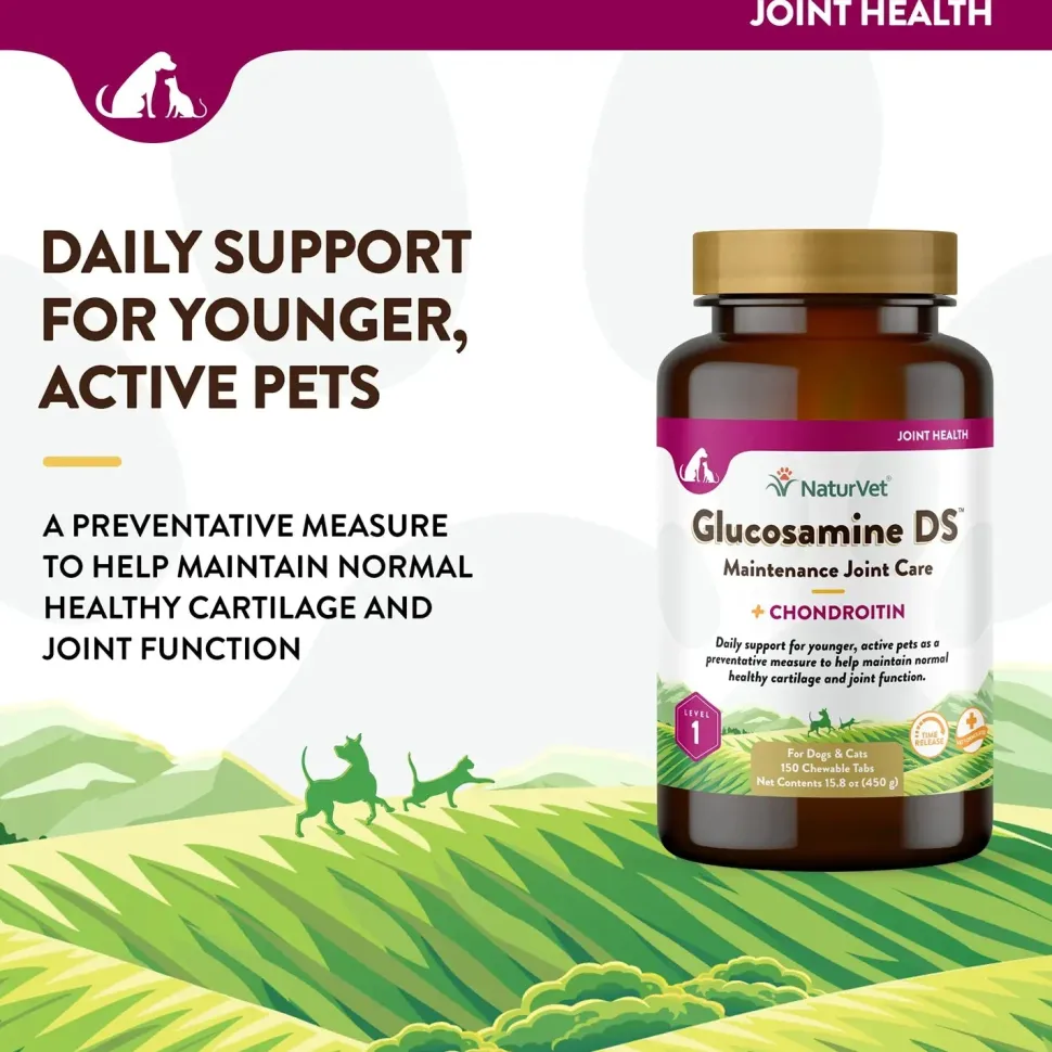NaturVet Glucosamine DS with Chondroitin Time Release Chewable Tablets for Dogs & Cats 150 Count 15.8-oz