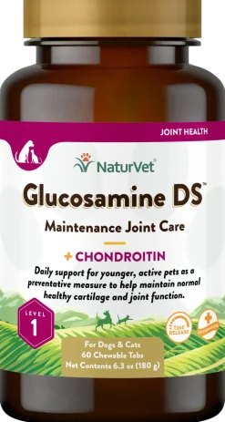 NaturVet Glucosamine DS with Chondroitin Time Release Chewable Tablets for Dogs & Cats 60 Count 6.3-oz