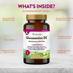 NaturVet Glucosamine DS with Chondroitin Time Release Chewable Tablets for Dogs & Cats 60 Count 6.3-oz