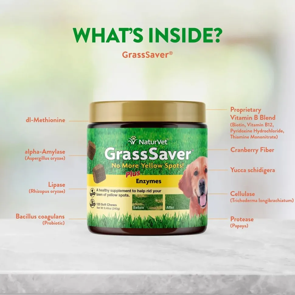 NaturVet GrassSaver Soft Chews for Dogs 120 Count 8.46-oz