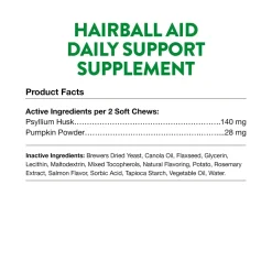 NaturVet Hairball Aid Plus Pumpkin Soft Chews for Cats 60 Count 3.1-oz