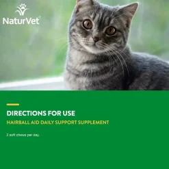 NaturVet Hairball Aid Plus Pumpkin Soft Chews for Cats 60 Count 3.1-oz