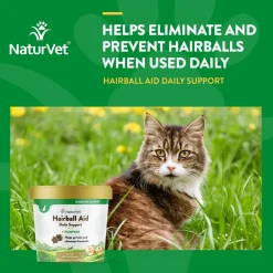 NaturVet Hairball Aid Plus Pumpkin Soft Chews for Cats 60 Count 3.1-oz