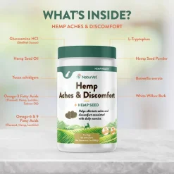 NaturVet Hemp Aches & Discomfort Plus Hemp Seed Soft Chews for Dogs 60 Count 6.3-oz