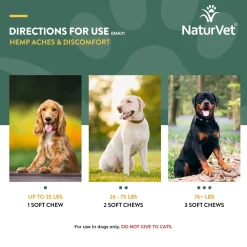 NaturVet Hemp Aches & Discomfort Plus Hemp Seed Soft Chews for Dogs 60 Count 6.3-oz