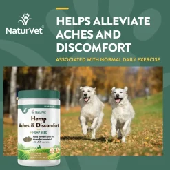 NaturVet Hemp Aches & Discomfort Plus Hemp Seed Soft Chews for Dogs 60 Count 6.3-oz