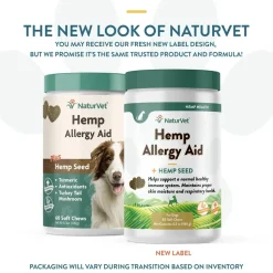 NaturVet Hemp Allergy Aid Soft Chew for Dogs 60 Count 6.3-oz