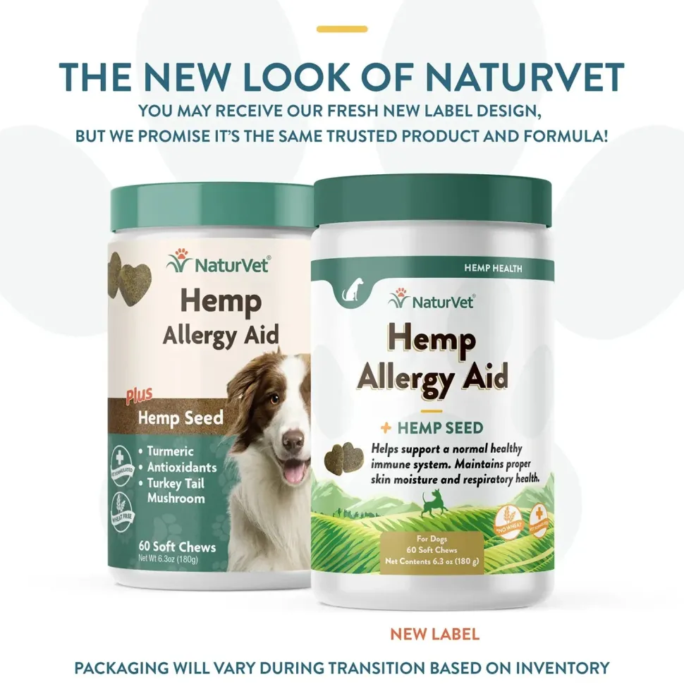 NaturVet Hemp Allergy Aid Soft Chew for Dogs 60 Count 6.3-oz