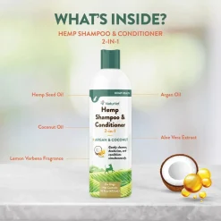 NaturVet Hemp 2-in-1 Shampoo & Conditioner for Dogs 16-oz