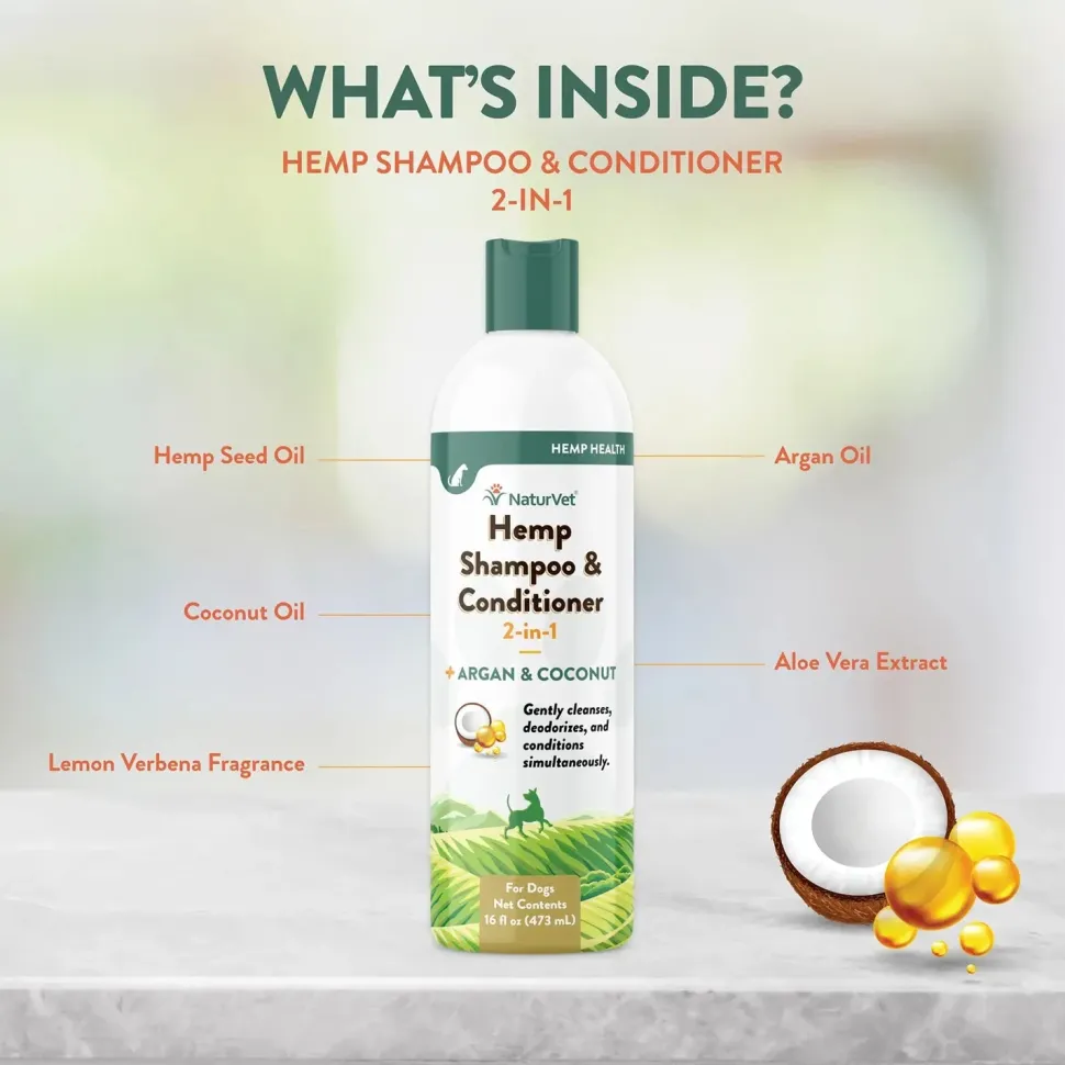 NaturVet Hemp 2-in-1 Shampoo & Conditioner for Dogs 16-oz