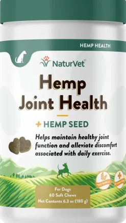 NaturVet Hemp Joint Health Soft Chews for Dogs 60 Count 6.3-oz