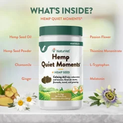 NaturVet Hemp Quiet Moments Soft Chews for Dogs 180 Count 19-oz