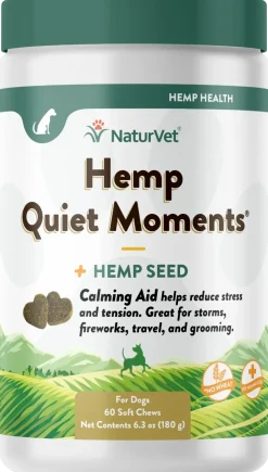 NaturVet Hemp Quiet Moments Soft Chews for Dogs 60 Count 6.3-oz