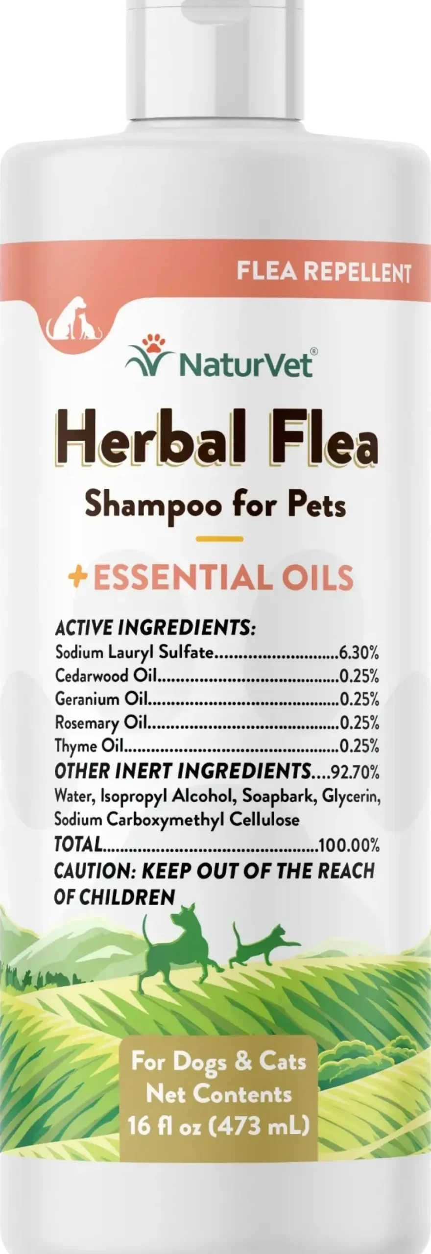 NaturVet Herbal Flea Shampoo w/Essential Oils for Dogs & Cats 16-oz
