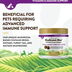 NaturVet Mushroom Max Advanced Immune Support Soft Chews for Dogs & Cats 60 Count 8.4-oz