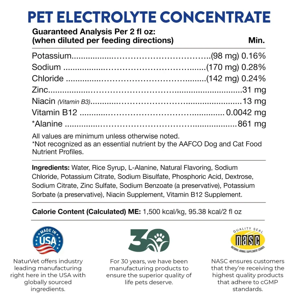 NaturVet Pet Electrolyte Concentrate for Dogs & Cats 16-oz