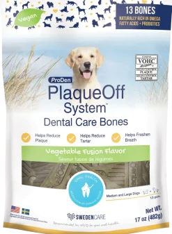 NaturVet Proden PlaqueOff System Dental Care Dog Bones Vegetable Fusion 13 Count 17-oz