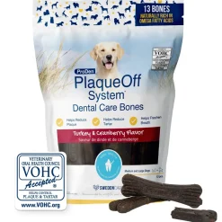 NaturVet Proden PlaqueOff System Dental Care Dog Bones Turkey & Cranberry 13 Count 17-oz