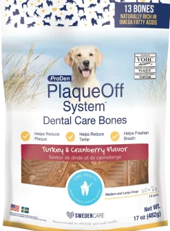 NaturVet Proden PlaqueOff System Dental Care Dog Bones Turkey & Cranberry 13 Count 17-oz