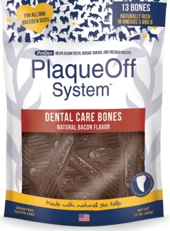NaturVet Proden PlaqueOff System Dental Care Dog Bones Bacon 13 Count 17-oz