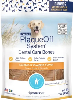 NaturVet Proden PlaqueOff System Dental Care Dog Bones Chicken & Pumpkin 13 Count 17-oz