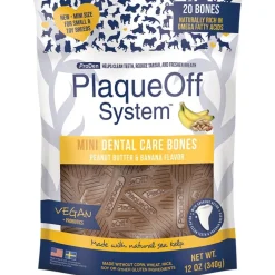 NaturVet Proden PlaqueOff System Dental Care Mini Dog Bones Peanut Butter & Banana 20 Count 12-oz