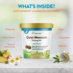 NaturVet Quiet Moments Calming Aid Plus Melatonin Soft Chews for Dogs 70 Count 5.4-oz