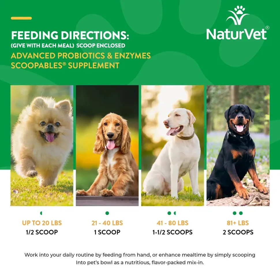 NaturVet Scoopables Advanced Probiotics & Enzymes for Dogs 45 Count 11-oz