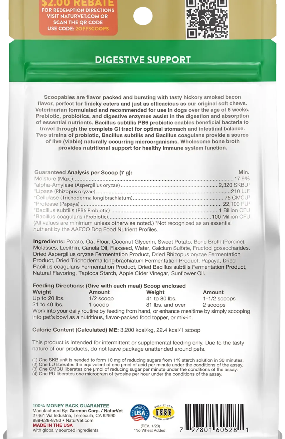 NaturVet Scoopables Advanced Probiotics & Enzymes for Dogs 45 Count 11-oz