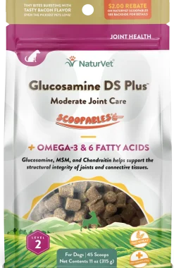 NaturVet Scoopables Glucosamine DS Plus Level 2 Moderate Joint Care Supplement for Dogs 45 Count 11-oz