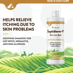 NaturVet Septiderm-V Skin Care Bath Soothing Formula Shampoo for Dogs & Cats 16-oz