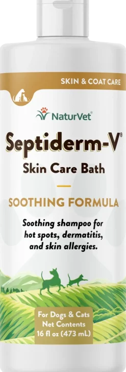 NaturVet Septiderm-V Skin Care Bath Soothing Formula Shampoo for Dogs & Cats 16-oz