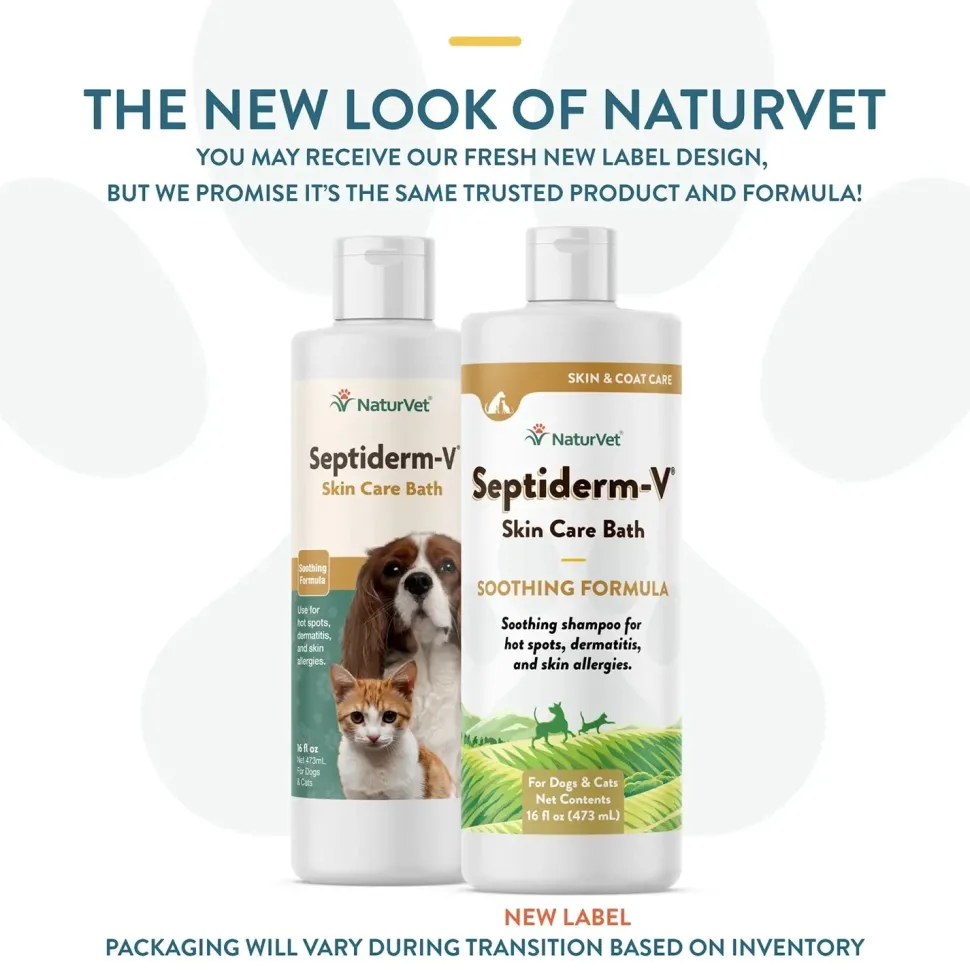 NaturVet Septiderm-V Skin Care Bath Soothing Formula Shampoo for Dogs & Cats 16-oz