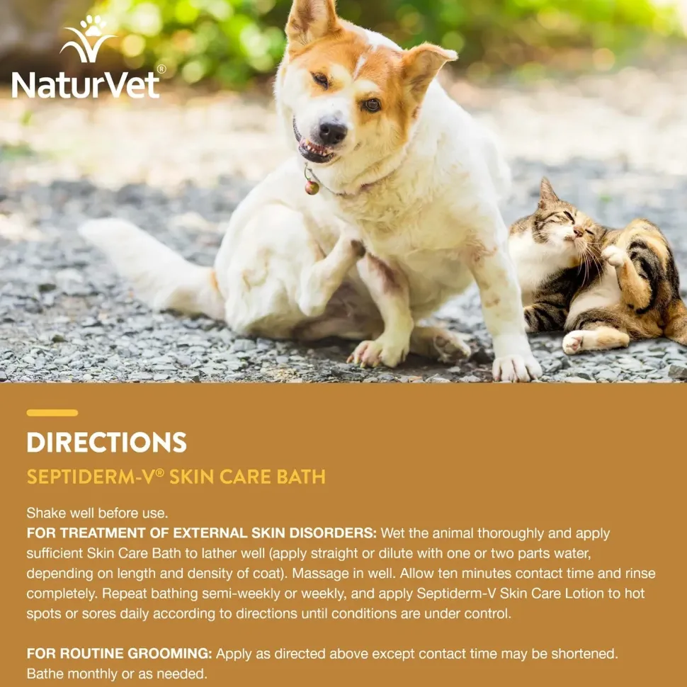 NaturVet Septiderm-V Skin Care Bath Soothing Formula Shampoo for Dogs & Cats 16-oz