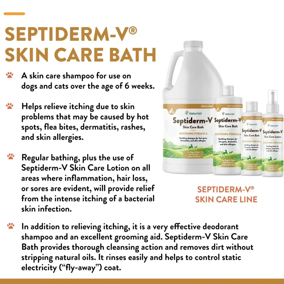 NaturVet Septiderm-V Skin Care Soothing Formula Lotion for Dogs & Cats 8-oz