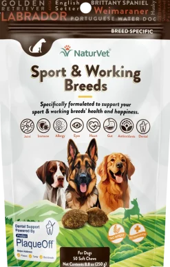 NaturVet Sport & Working Breed-Specific Supplement Soft Chews for Dogs 50 Count 8.8-oz