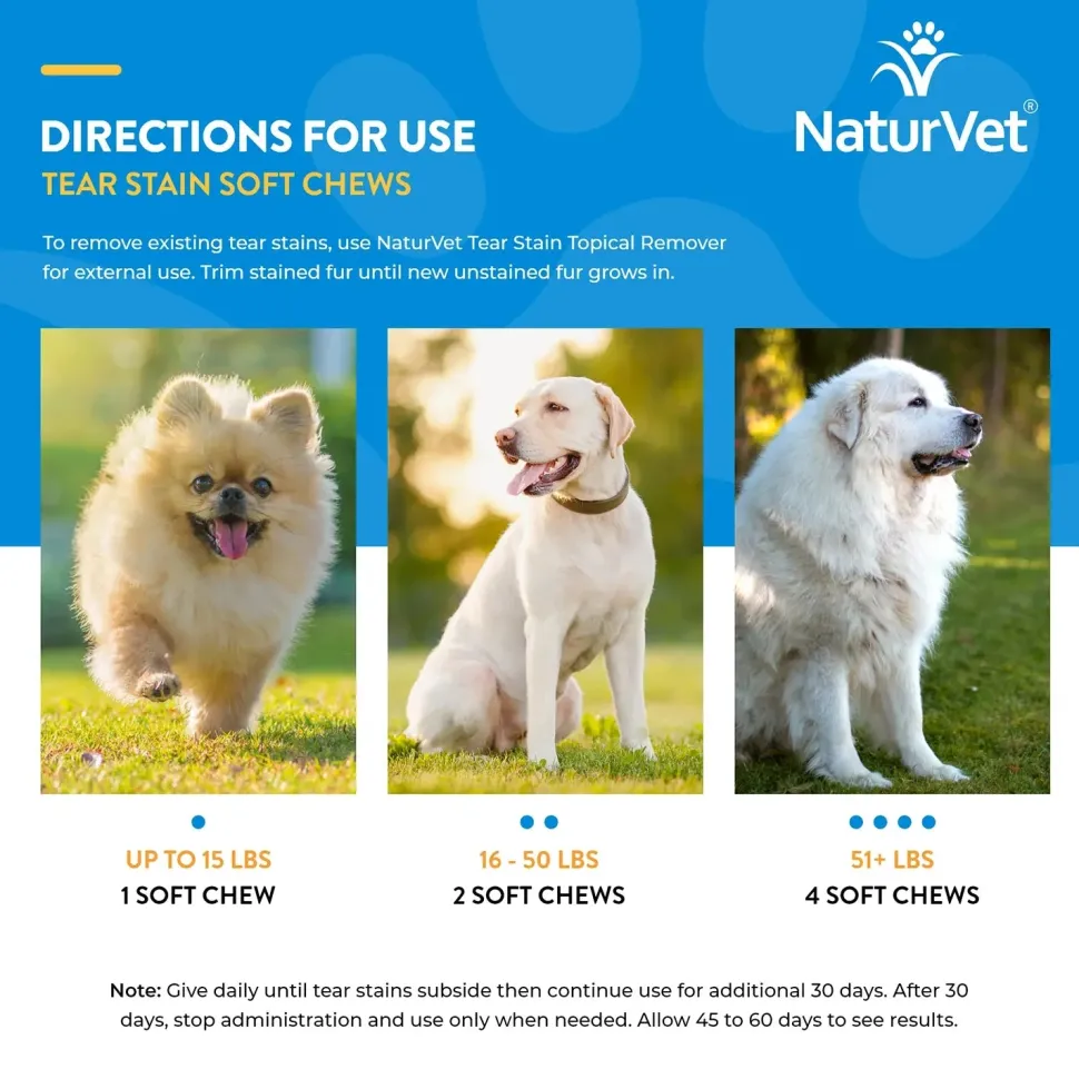 NaturVet Tear Stain Soft Chews for Dogs & Cats 70 Count 5.4-oz