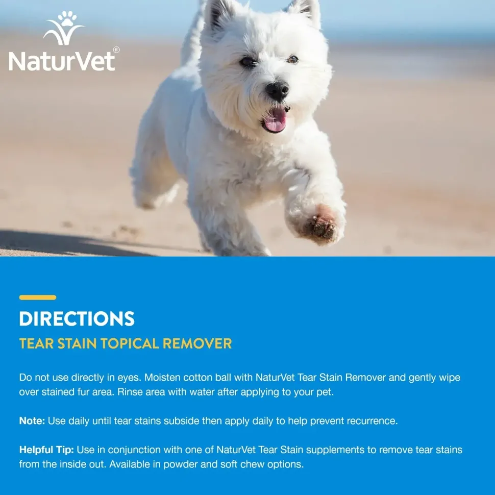 NaturVet Tear Stain Topical Remover for Dogs & Cats 4-oz