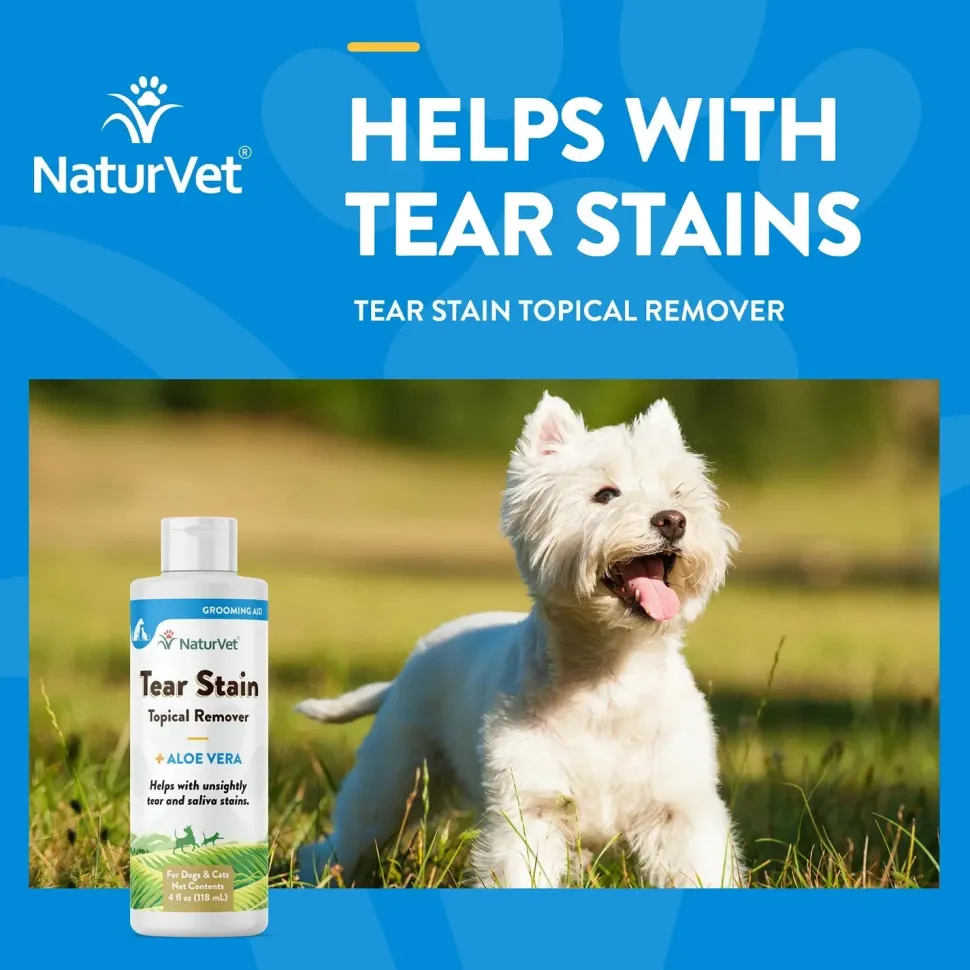 NaturVet Tear Stain Topical Remover for Dogs & Cats 4-oz