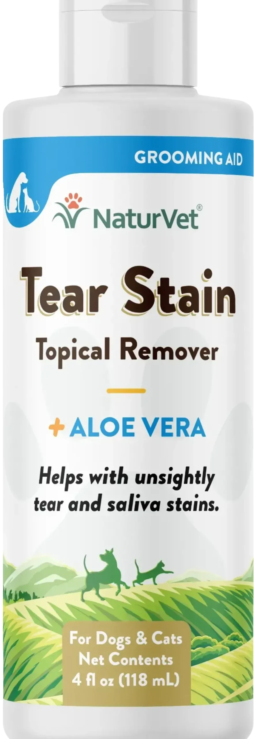NaturVet Tear Stain Topical Remover for Dogs & Cats 4-oz