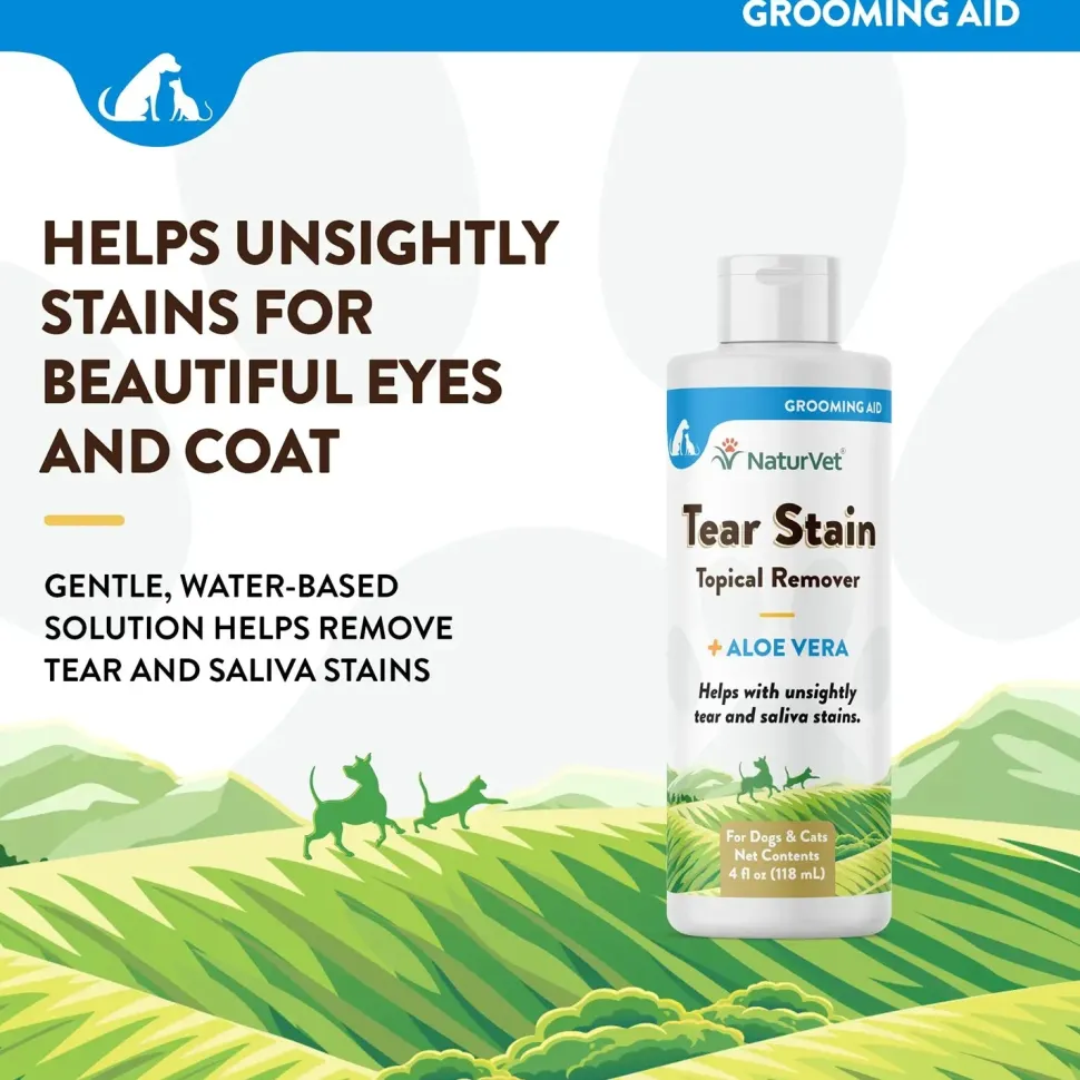 NaturVet Tear Stain Topical Remover for Dogs & Cats 4-oz