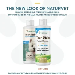 NaturVet Tear Stain Topical Remover for Dogs & Cats 4-oz